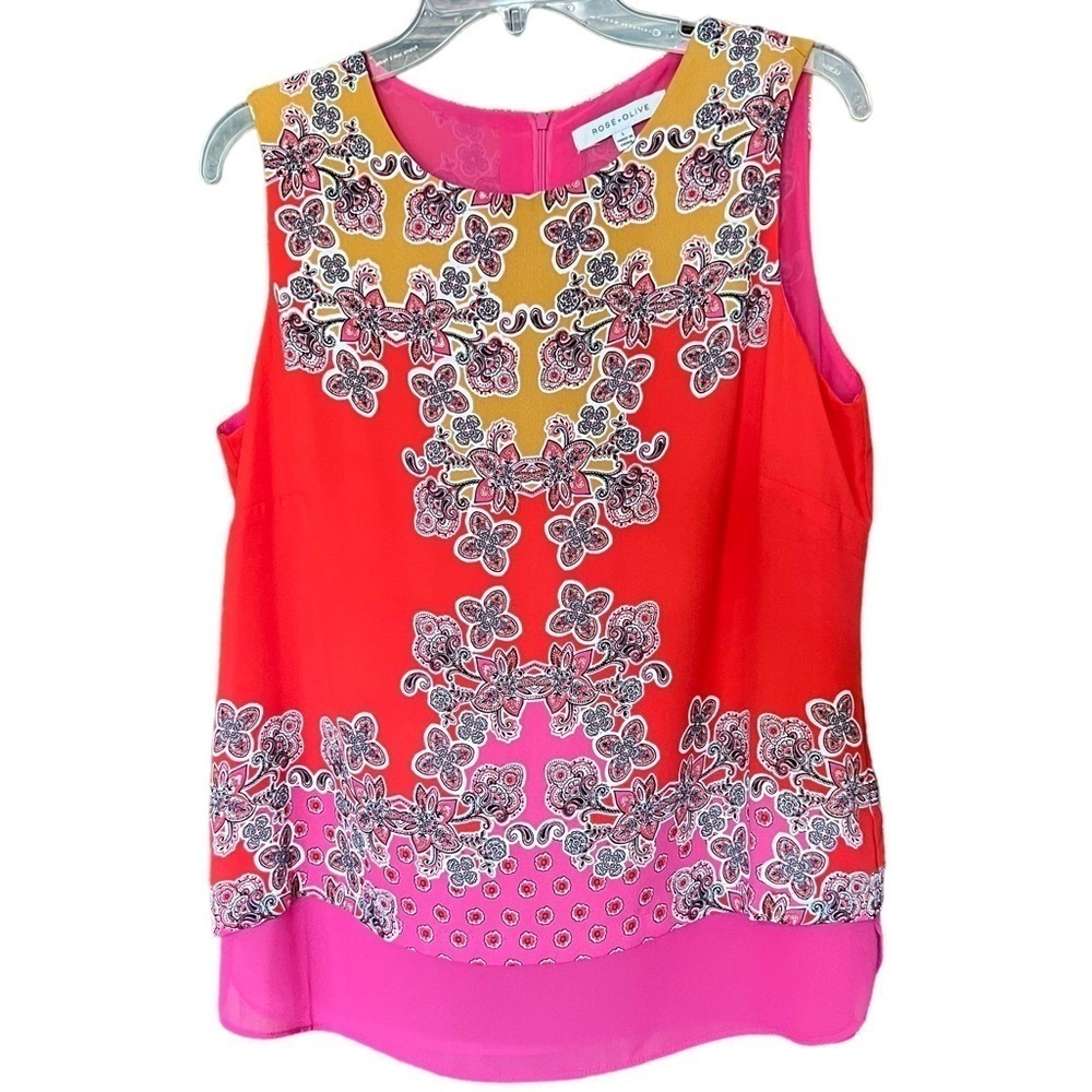 Rose + Olive Women's Sleeveless Floral Tank Top Large